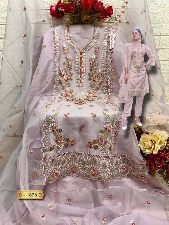 C 1878 Rosemeen By Fepic Organza Embroidery Pakistani Suit Wholesale Shop In India